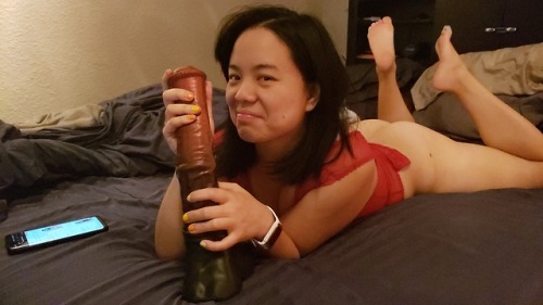 Sucking and fucking my horse dildo from Bad Dragon