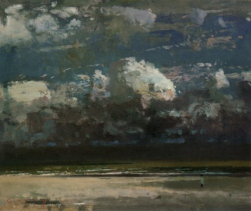 Camber, Approacing Storm   -  Fred Cuming, 1995.British,b.1930-Oil on panel , 20 x 23 in. 