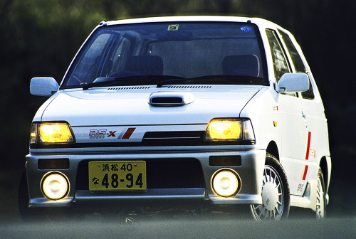 Suzuki Alto Works RS-R, 1987. The first kei car to reach the legislated limit of 64hp thanks to fuel