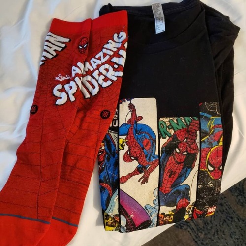 Doing some fun Spider-Man: Into the Spider-Verse stuff for #ThisWeekinMarvel today, so gotta gear up appropriately. Socks from @stancesocks, tee from @cafepress. Saw the movie last week, and it maaaay be my favorite Super Hero movie. Just, the best....