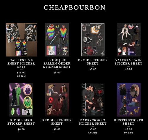 ✭ my shop is now open! exclusive sticker sheets in very limited quantities! ✭cheapbourbon.bi