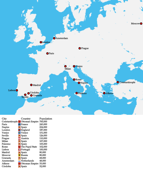 mapsontheweb:Largest European cities in 1600 AD.