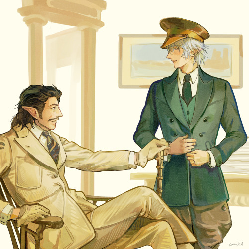 aradied:Count Edmont asking Haurchefant if the uniform is fitting well before ordering 27 sets for h