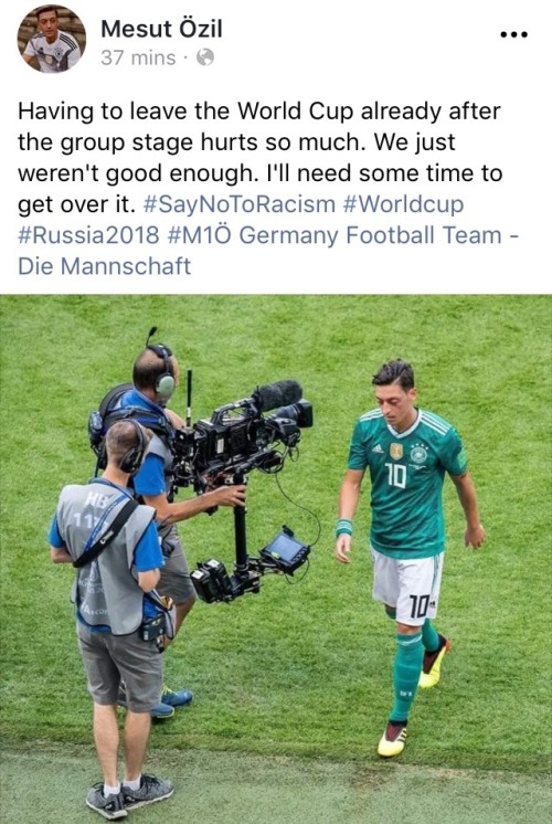 twasoffside:In case this World Cup didn’t hurt enough, Mesut vaguely tagging #SayNoToRacism in his p