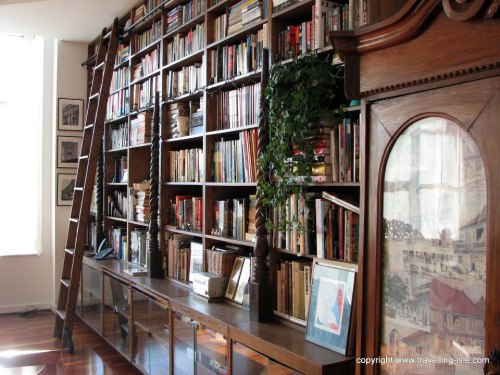 littledallilasbookshelf:Bookshelves with ladder