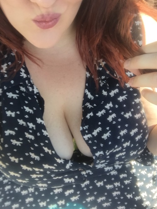 missxcumsalot:  Waiting in the parking lot at school in my cute new dress. Thought a little public teasing was appropriate for Titty Tuesday.  Sexy boobs 