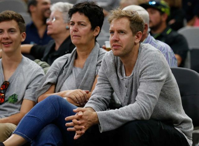 daily seb 216/365 #sebastian vettel#f1#dailyseb #from the same event as last week but i just. hes so hot  #plus the flex of bringing his family when he got courtside basketball tickets  #when he just. never does much like that #casual seb#fabian vettel#heike vettel