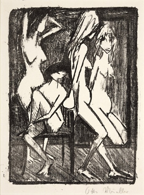 Otto Mueller (1874-1930) Drei Mädchen vor dem Spiegel (Three girls infront of the mirror), ca. 1922 