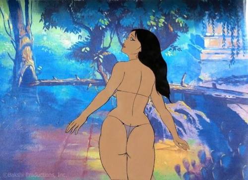 youremyboojum:    Animation cels of Princess Teegra in her microkini from Fire & Ice (Ralph Bakshi, 1983). From   Traditional Animation.   O oO <3