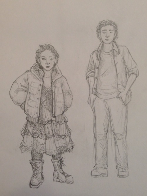 velvet-jellyfish:Some Neverwhere fan doodles. The Marquis de Carabas on the left, with Richard and D