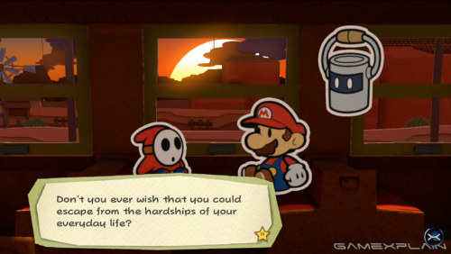 captain-rez:  hokuto-boo-no-ken:  whygena:  methados:  aristocrat-wolf:  greenhairedheroine-youttaharime:  Don’t you ever wish that you could escape from the hardships of your everyday life?  - Shy Guy (Paper Mario: Color Splash, 2016)  Holy FUCK 