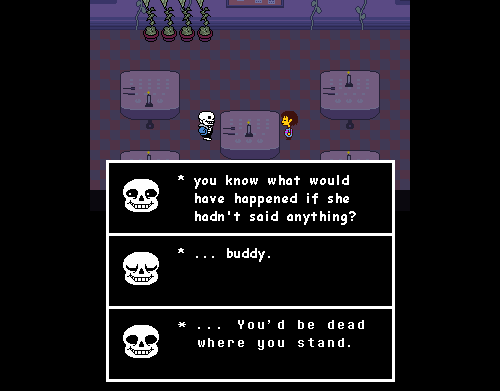 Semi Frequent Undertale Facts on X: * If you met Sans beforehand and then  reset, next time you meet Sans, Frisk will turn around and shake his hand  before he finishes his