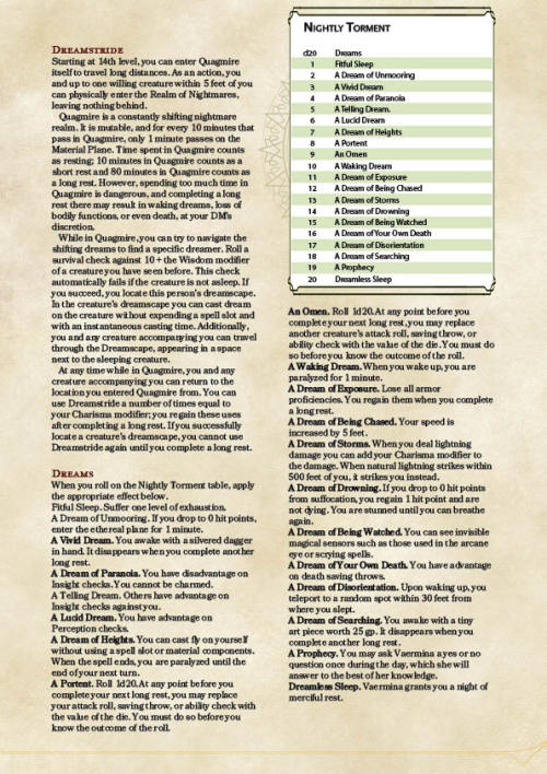 corsairesix: corsairesix: talesfromveilsedge: My homebrew warlock subclass for champions of Vaermina