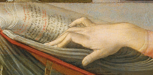 artdetails:Leonardo da Vinci, Annunciation (details), c. 1472-1475, oil and tempera on panel