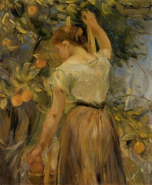 wraithlings:The Orange Picker and Young Woman Picking Oranges by Berthe Morisot (French, 1841-1895)