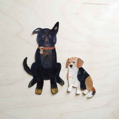christinasong:  So the pet portraits begin. This is Ender and Ruki. #paperart #illustration