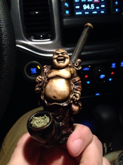 samthedankman:  its420somehow:  stonedsimple:  My bomb ass pipe made of Buddah  i actually enjoy this a lot.   Smoking budda out of budda