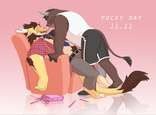 pocky day with daron the dragon and roman the bull