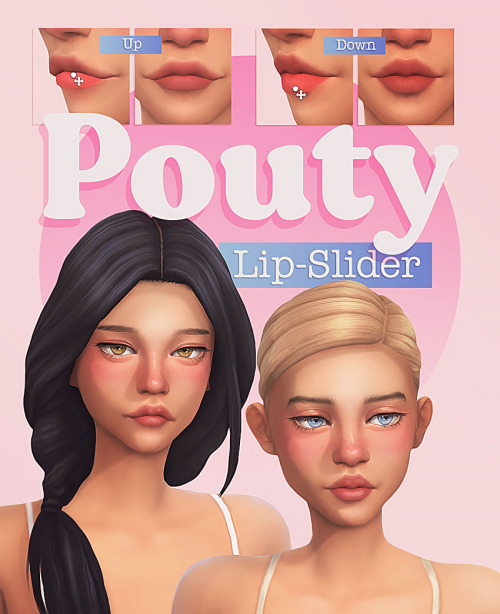 miikocc:Pouty Lip-Slider ( ˘ ³˘)♥A lip slider for The Sims 4, which changes the lips between two sha