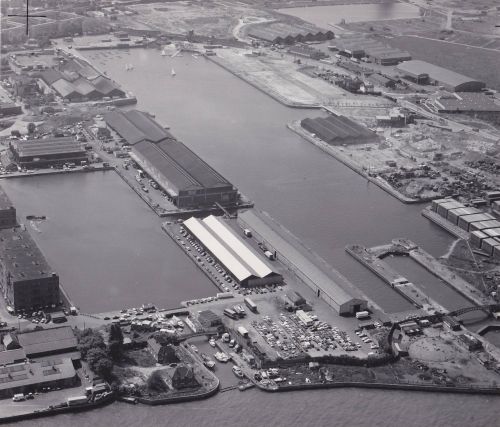 Aerial photos of the Surrey Commercial Docks (now Surrey Quays) in Rotherhithe (South East London, 1