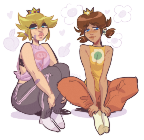noszle:Peach and Daisy drawn during last nights stream! 🍑🌼