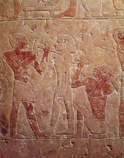 grandegyptianmuseum:Two sculptors working on a statue (painted limestone), relief from the Mastaba o