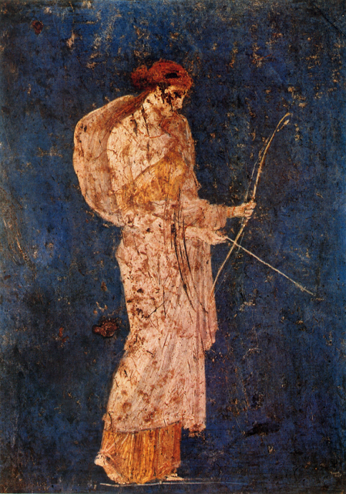 ruihenriquesesteves:Godess Diana, fresco, Villa dei Vetti, Pompeï, 60-68 AD