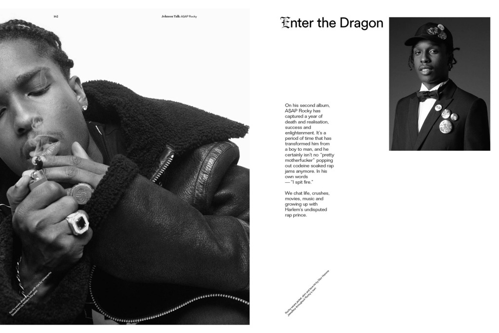 chick-habits:  pleasebboy:  ‘Johnson’ Magazine + A$AP Rocky.   baby!