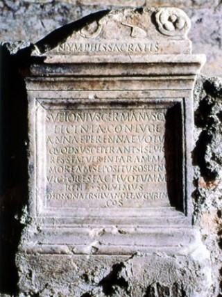 Altar to the Holy Nymphs and Anna Perenna, dedicated by Suetonius Germanus and his wife Licinia on 5