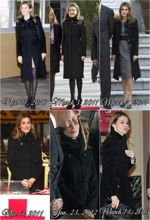 felipeandletizia:Letizia recycling a black coat by Burberry December 7, 2007: Funeral for the Civil 