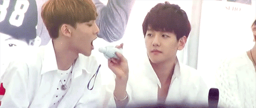 kyung-soo:  41/100gifs; “ahaha i got you with my- OW FUCK” 