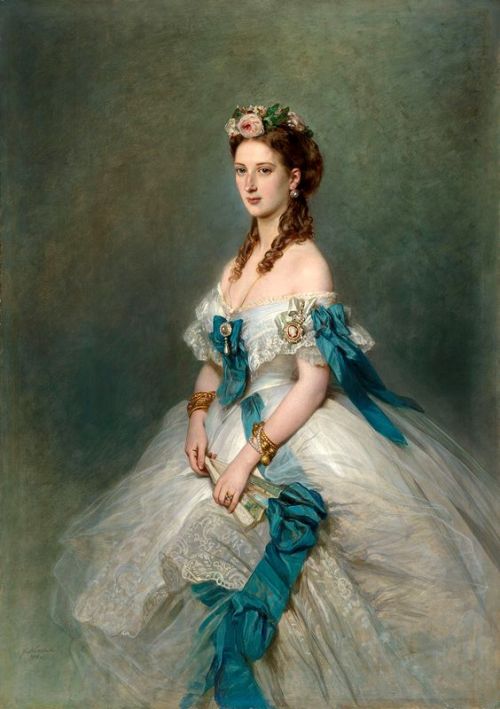 fashionologyextraordinaire: Queen Alexandra when Princess of Wales, by Franz Winterhalter, 1864.