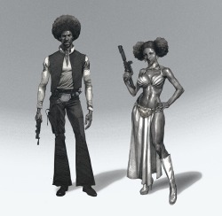 son-of-dathomir:      DON’T MESS WITH BADASS AFRO SOLO &amp; PRINCESS JACKIE BUNSby Seung Eun Kim    Fonky Star Wars!