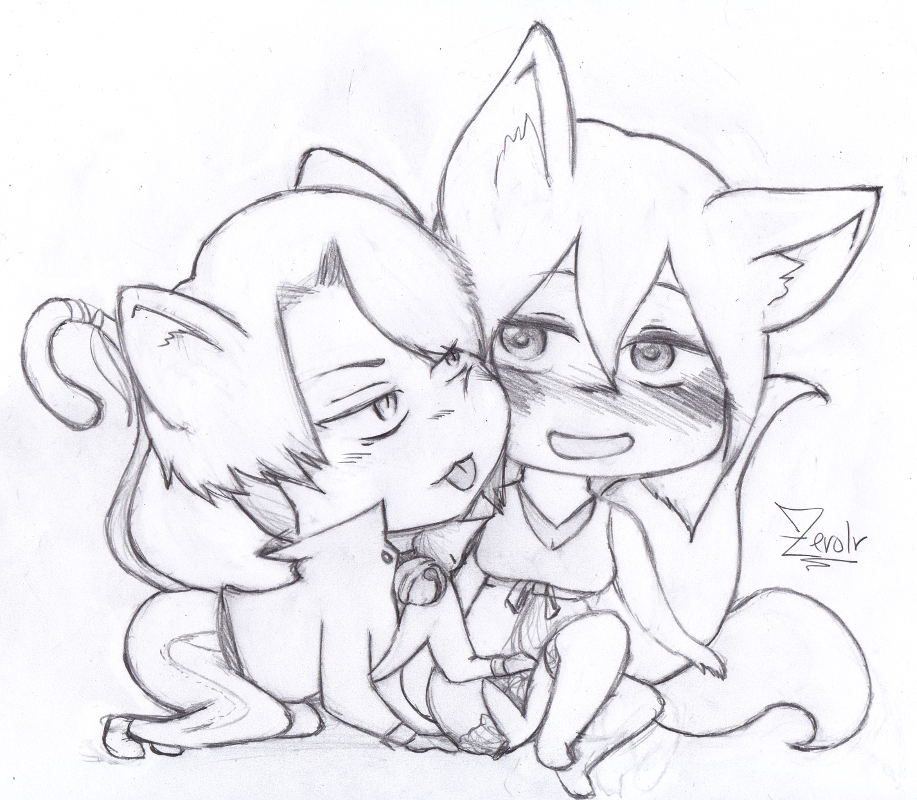 zerolr:  I felt too worried/stressed out, so I said ‘fuck it’ and drew some kitty/kitsune