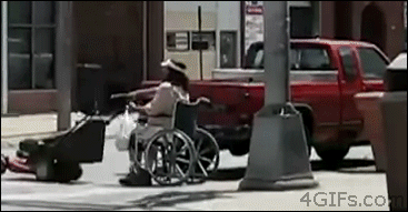 Lawnmower propels wheelchair
