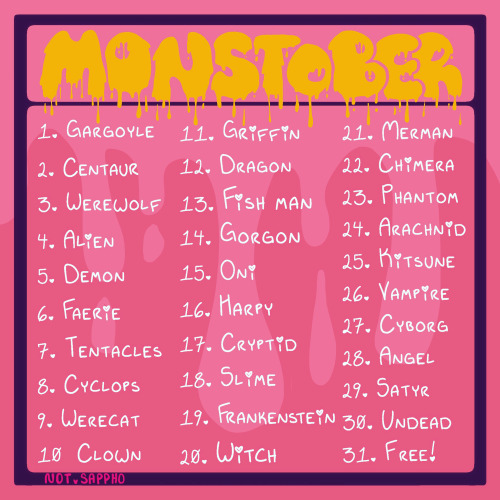 This Is The Prompt List Im Gonna Be Using This October,, Hopefully I Actually Do All 31 Days TToTT