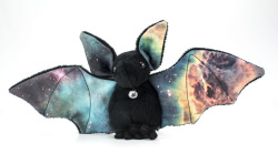 beezeeart:  Due to popular demand, two new galaxy bats are up in my store. One is made of anti-pill fleece and the other of minky. The galaxy fabric is a printed cotton sateen. You can find them in my Etsy store.  