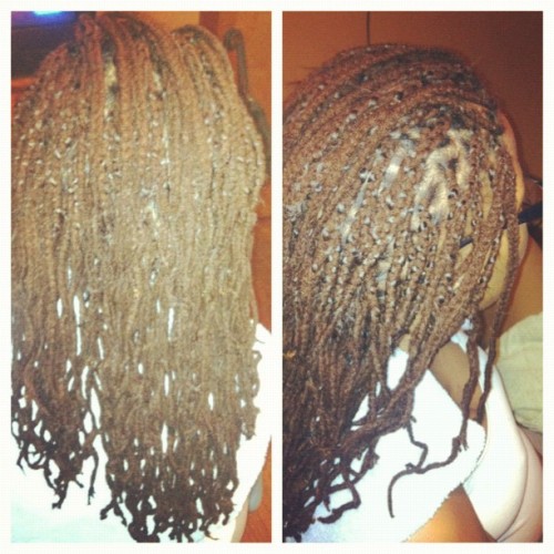 Brown Box braids done on long permed hair BY BRITTANY JETT for inquires in the CHICAGO AND DMV are c