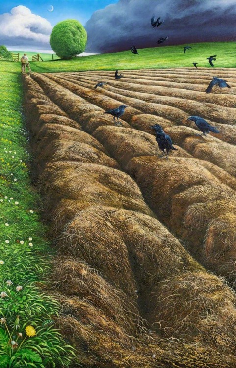 Gerald Dewsbury (b.1957) - Ploughing the Lonely Furrow. Oil on canvas.