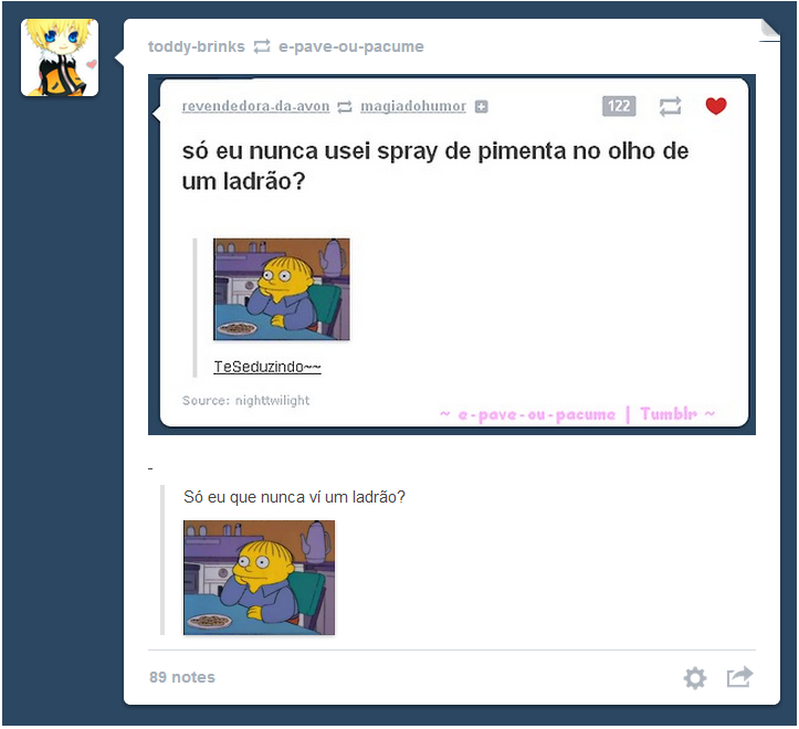 coisasdecomediante:  Só eu que nunca usei um spray de pimenta?  (Toddy Brinks)