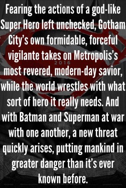 superherofeed:  Official ‘BATMAN V SUPERMAN’ Plot Synopsis Released! Via bit.ly/1QIviTq