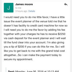 Scam Photographers Beware Of A James Moore Jamesmoore101@Email.com  Looking To Hire