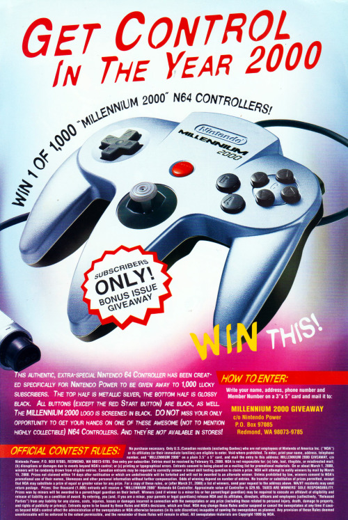 n64thstreet:  SCAN TIME: Nintendo Power’s controller giveaway for the new millenium. 