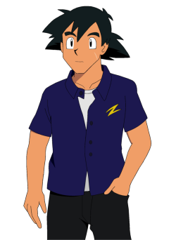 gostumpz:  Adult Ash in a button-up! I’ve