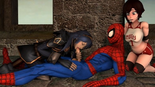 loverlassysponk:Ruby Rose watching Spider-Man getting his cock suck by Lucina