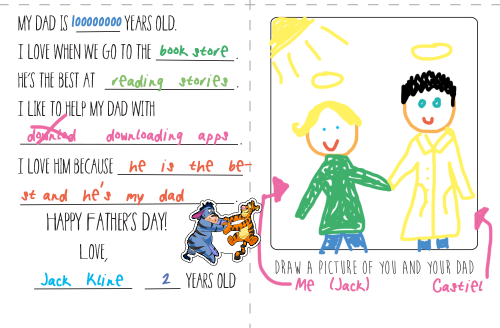 chapeldean:anon requested father’s day cards made by jack :) 