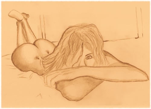 An other old sketch, still naked on the bed.