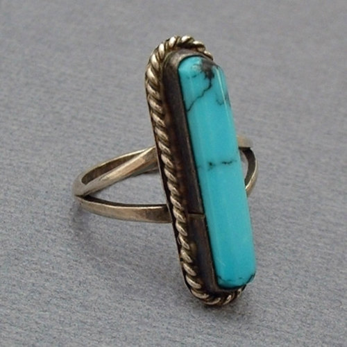 SIGNED Old Pawn Vintage Native American TURQUOISE Ring NAVAJO Artist Arthur Diamolena Sterling Silve