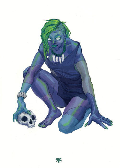 Monster girl: zombie back on that monstergirl train after the holidays. vague voodoo zombie thing. S