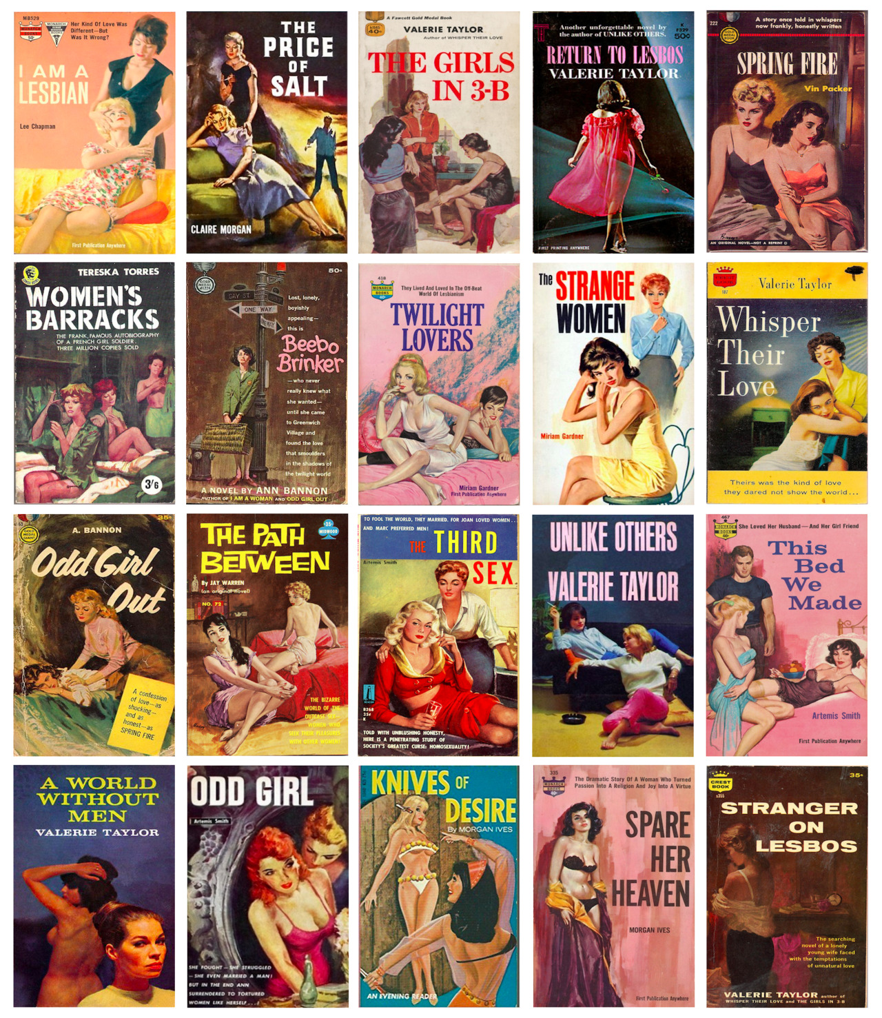 lesbianherstorian:  a collection of lesbian pulp fiction titles written by women